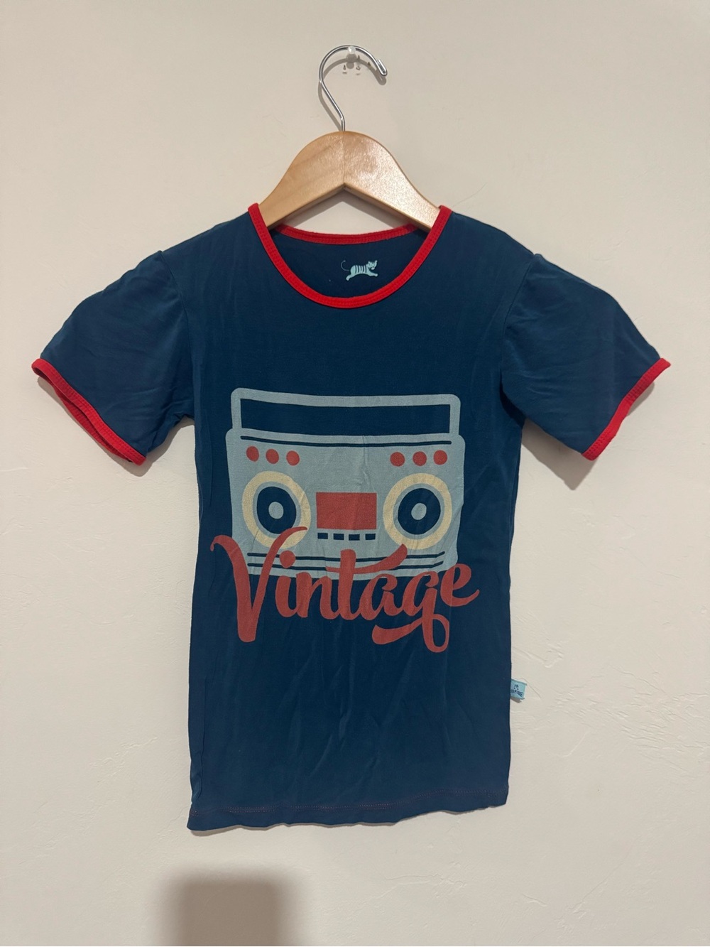 Catch A Tiger by KicKee Pants Vintage Boombox Bamboo Tee Size 9 Big Kid Blue Red